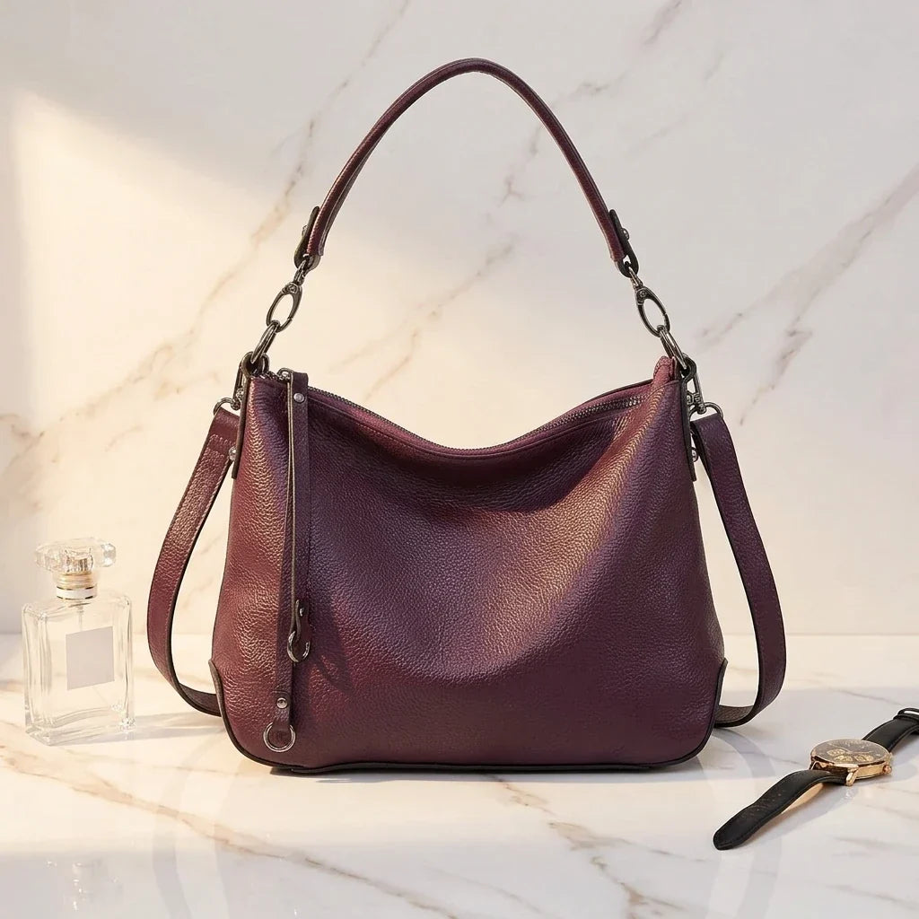 Sac à main bandoulière en cuir sobre - Alessandra