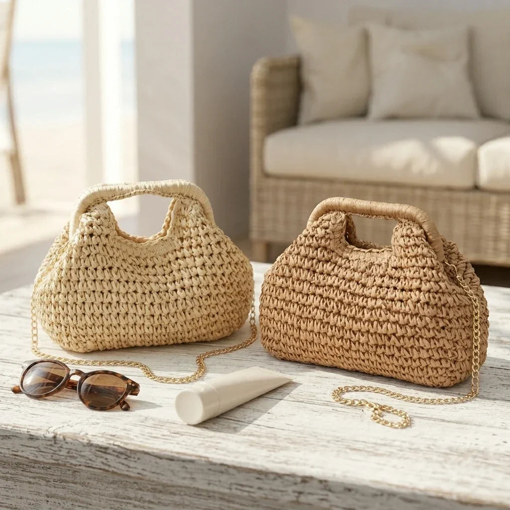 Sac à main bandoulière en paille bohème - Lisa