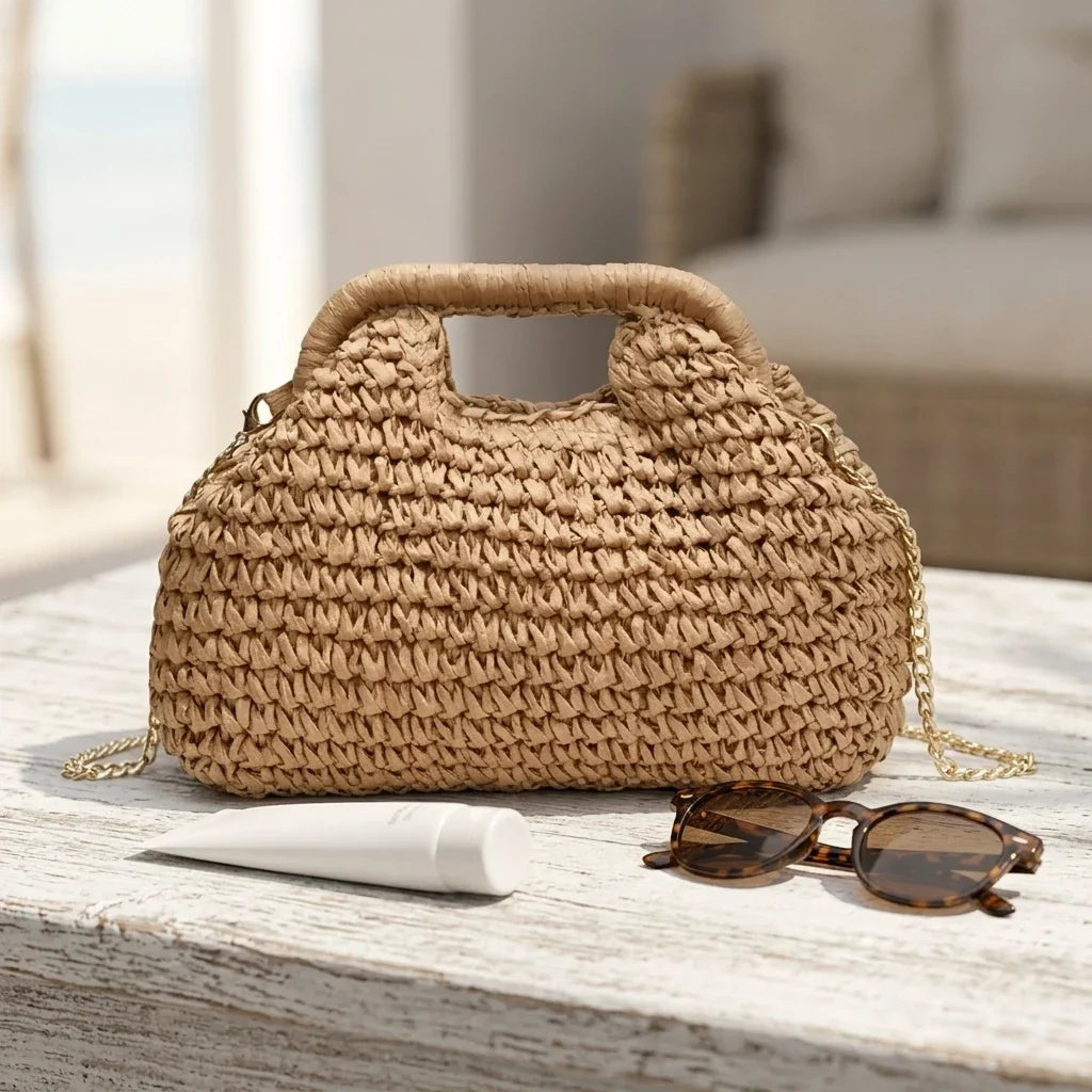 Sac à main bandoulière en paille bohème - Lisa
