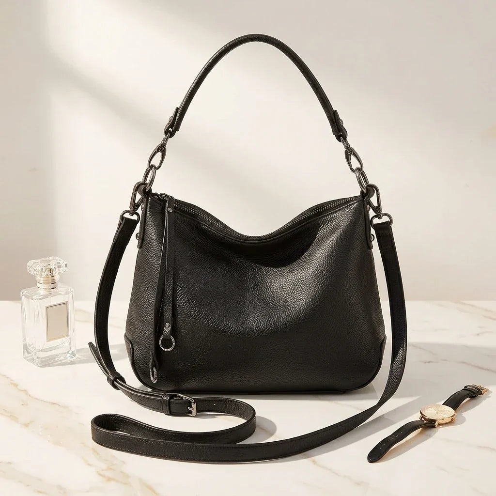 Sac à main bandoulière en cuir sobre - Alessandra
