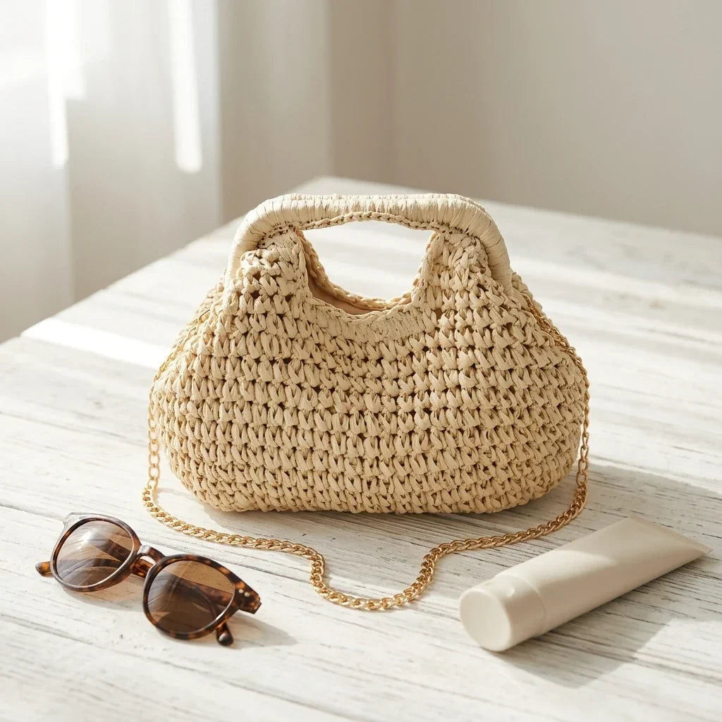 Sac à main bandoulière en paille bohème - Lisa
