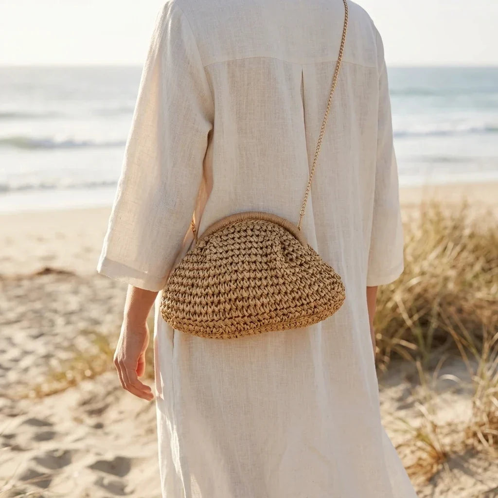 Sac à main bandoulière en paille naturel - Margherita