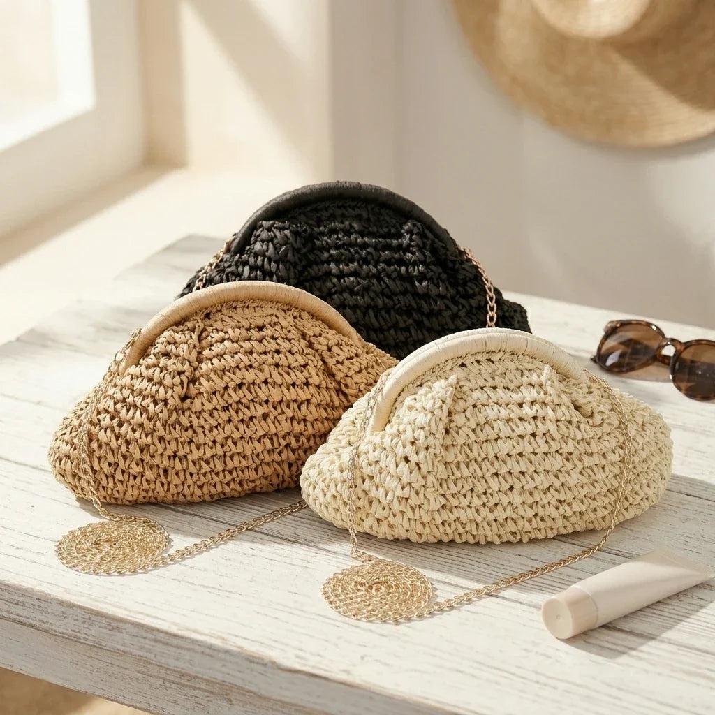 Sac à main bandoulière en paille naturel - Margherita